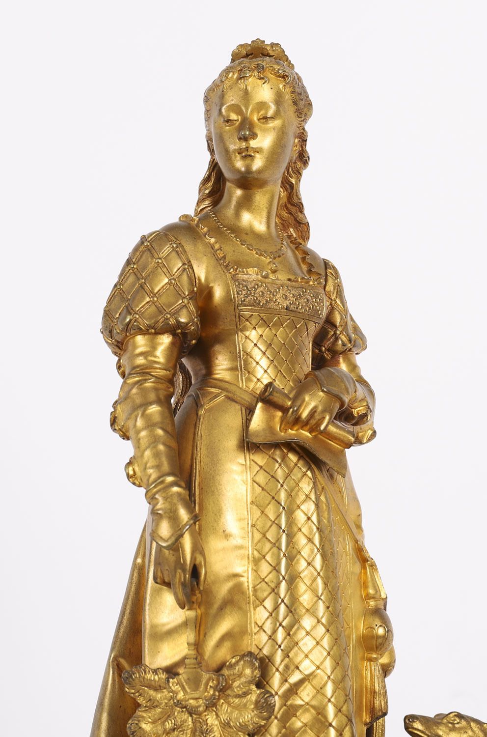 Antique Gilt Bronze Sculpture Of Reine Isabella By  Eurotrope Bouret C 1870 photo for sale