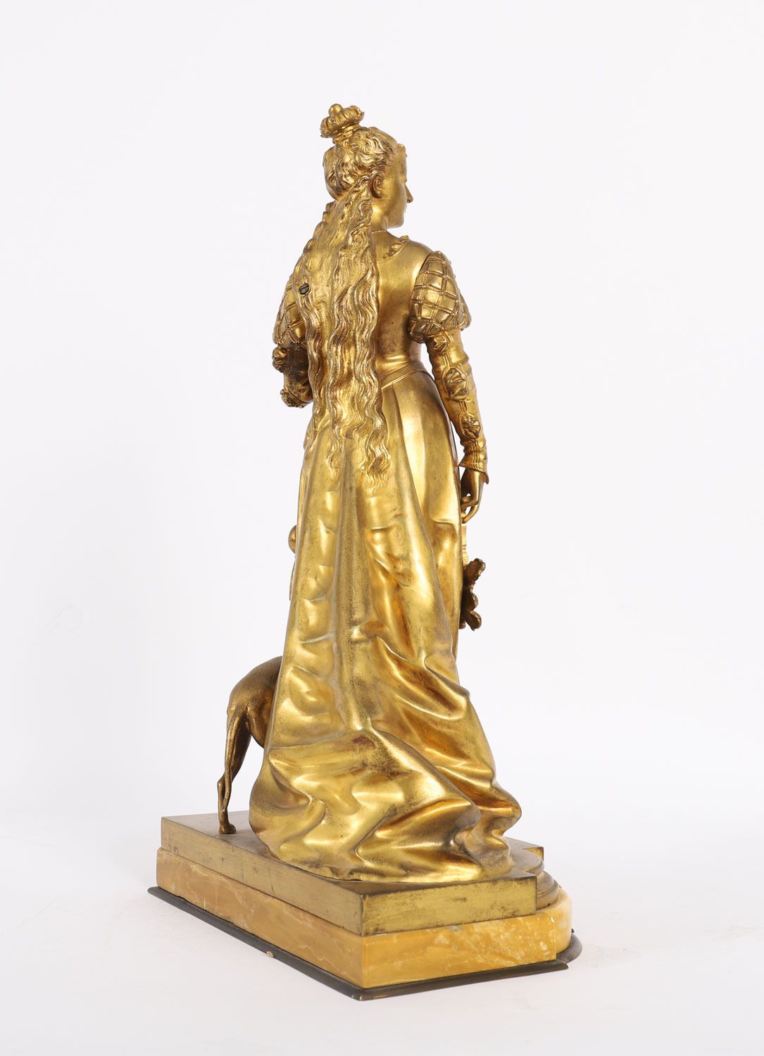 Art Antique Gilt Bronze Sculpture Of Reine Isabella By  Eurotrope Bouret C 1870 photo