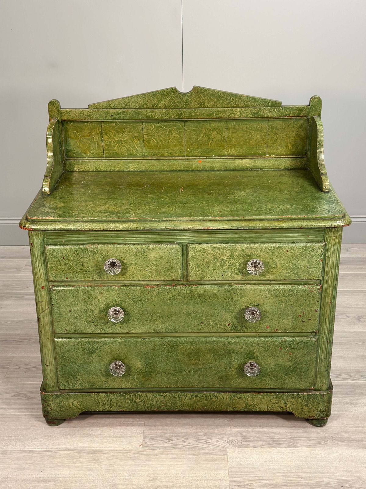 19th Century Pine Chest Of Drawer’s In Green Scumble Paint photo vinterior