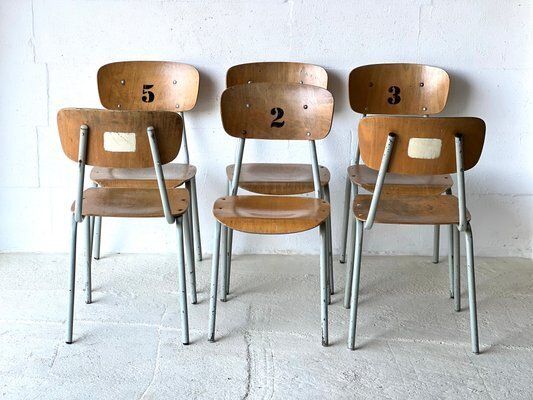 Vintage Schoolstoelen, Ca. Jaren 1970, Set Van 6 photo for sale