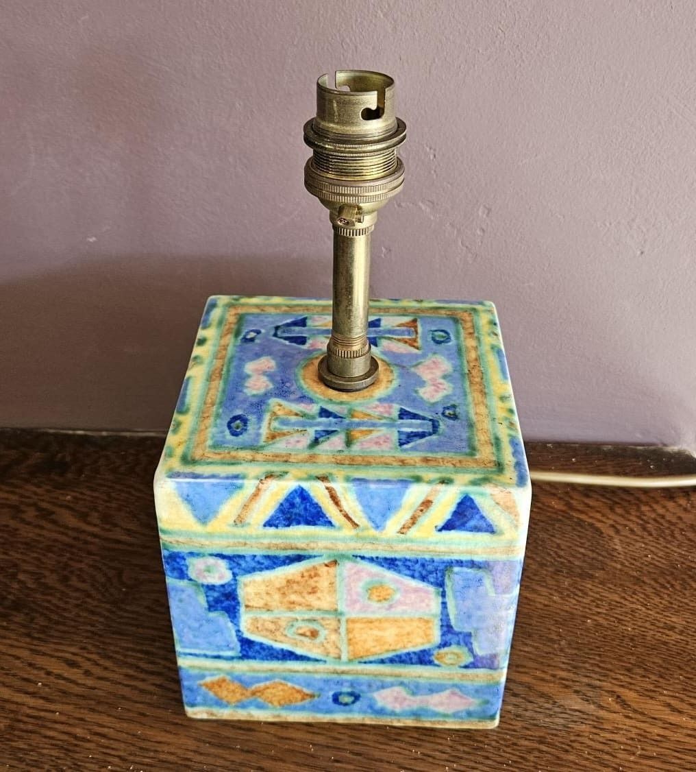 Crown Devon Art Deco Mattajade Geometric Aztec Lamp Base photo furniture