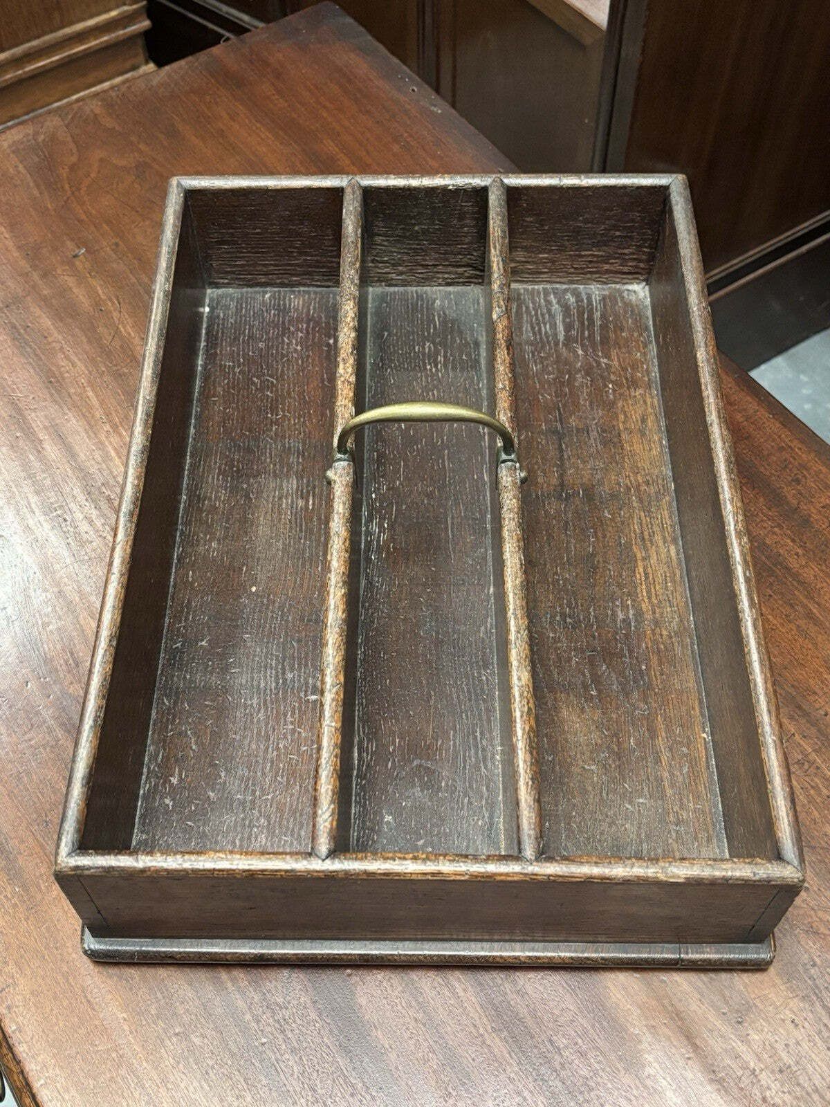 Georgian Oak Butlers Cutlery Tray Of Large Proportions photo 282.0
