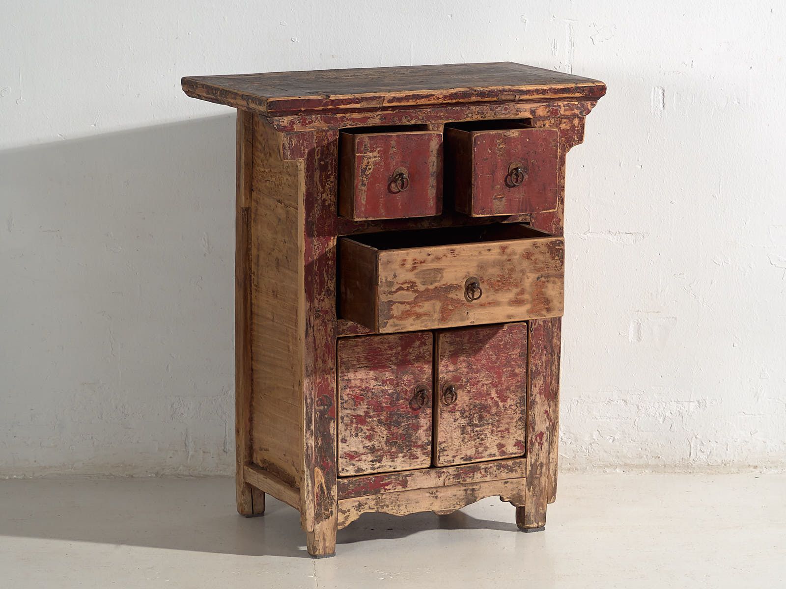 Antique Oriental Cabinet With Red Patina (C.1900) #77 photo 1955.0