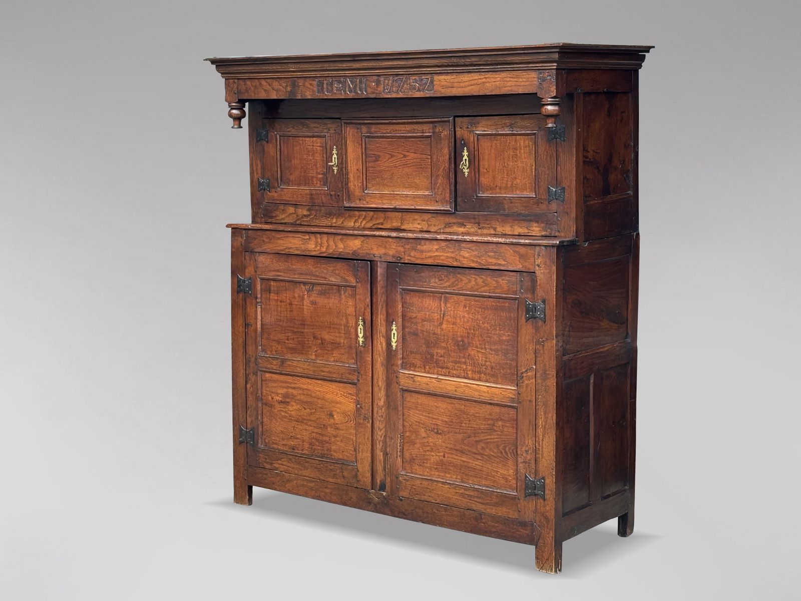 18th Century English Elm Court Cupboard