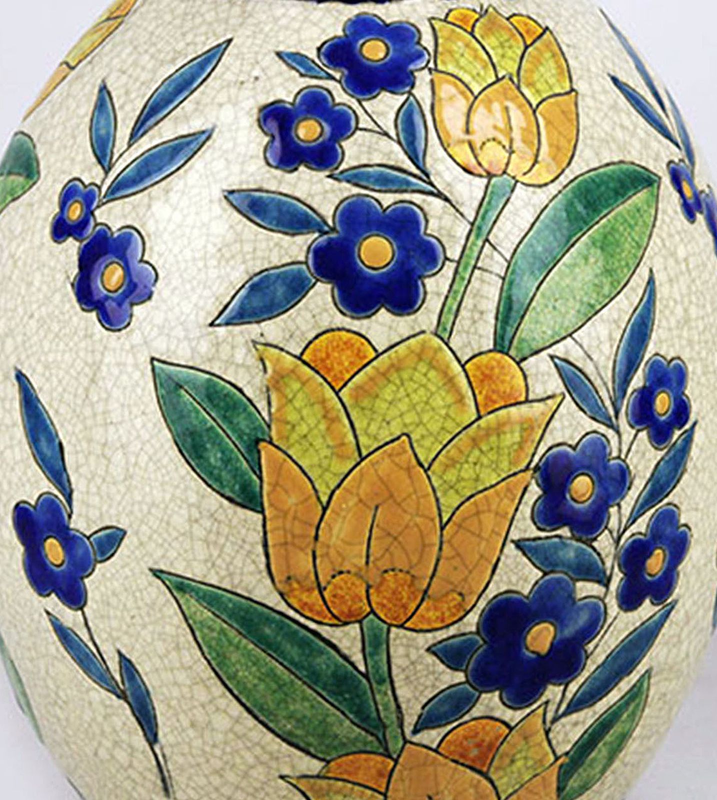 Art Déco Belgian Glazed Pottery/Ceramic Charles Catteau Like Vase By Boch Freres Keramis photo vinterior