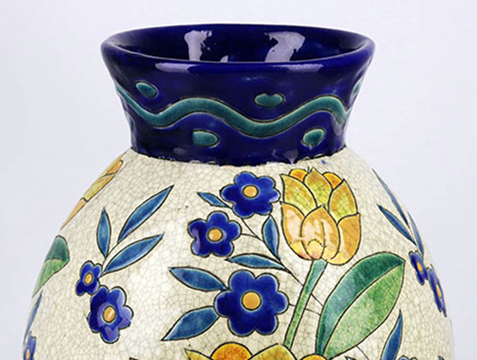 photo furniture Art Déco Belgian Glazed Pottery/Ceramic Charles Catteau Like Vase By Boch Freres Keramis