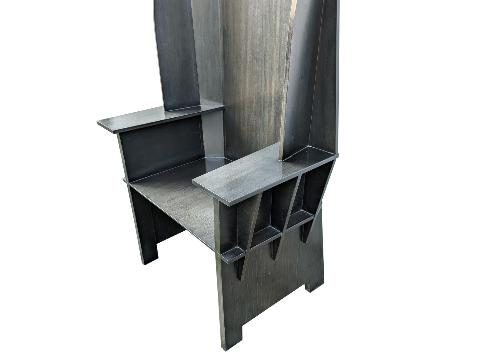 Huge Sculptural Matrix Throne Armchair In Grey Wood By Adriano E Paolo Suman For Giorgetti, 1984 photo 2100.0