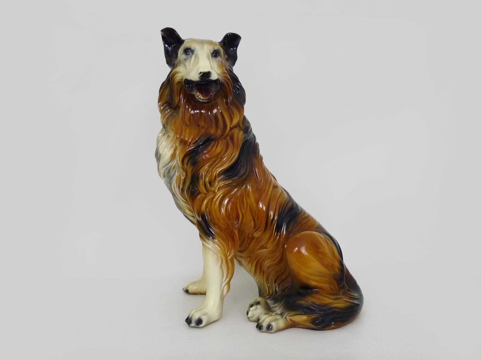 Life Size Ceramic Collie Dog Sculpture From The 1960s