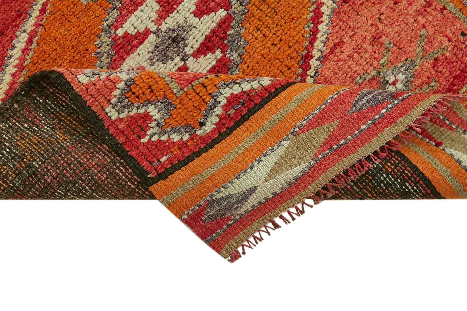 Handmade Orange Boho Runner Rugs 98 Cm X 324 Cm photo vinterior