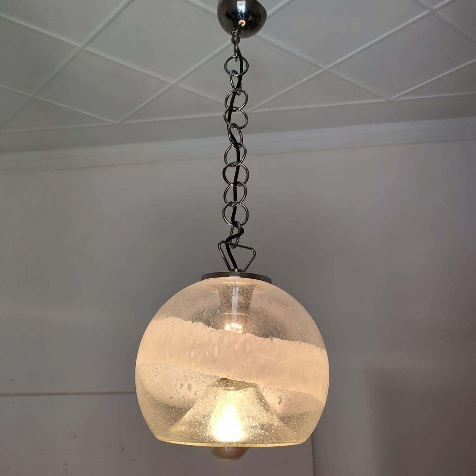 Mid Century Modern Murano Glass Chandelier By Gino Poli, Italy, 1970s photo for sale
