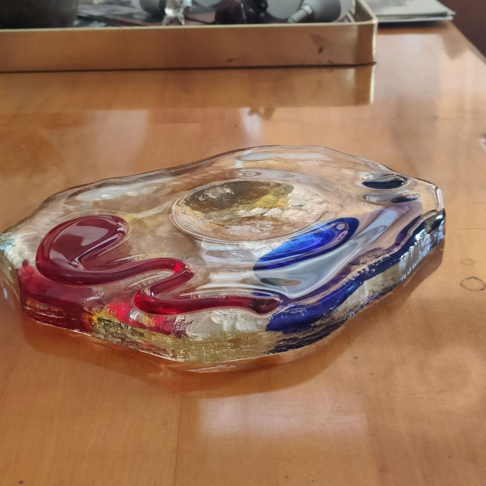 Mid Century Modern Murano Glass Catchall Ashtray Luigi Serafini Memphis 1980s photo vinterior