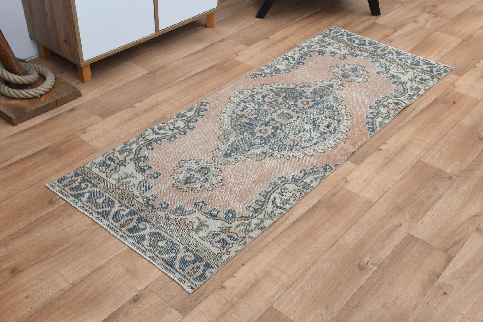 2'5x6'4 Ft, Farmhouse Decor Vintage Short Runner, Bathroom Rug, Kitchen Decor, Handmade Turkish Rugs, Wool, Medallion Style, Stair Decor, Hallway photo vintage