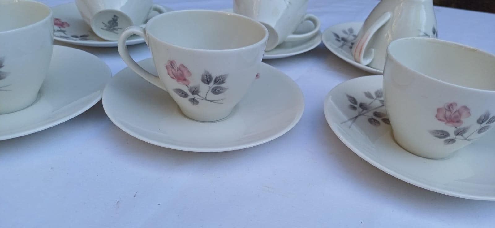 Vintage Royal Doulton "Pillar Rose", Vintage Set Of 6 Coffee Cups & Saucers, Delicate English China, Coffee Set, Coffeeware C1970s photo 65.0