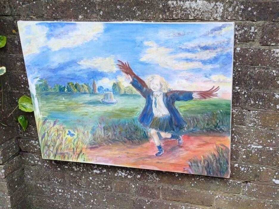 Original Acrylic Painting On Canvas Of Joyful Child Running In Nature | Whimsical Icarus Inspired Art | Impressionist Painting 81 X 59cm