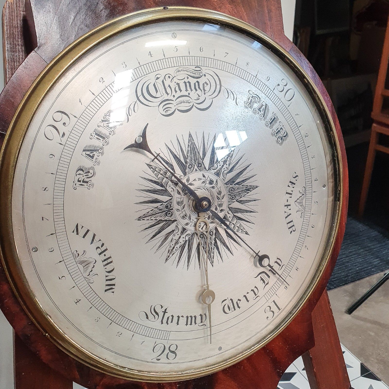 Barometer George The III French Royal Exchange London Mahogany Cased Barometer photo vintage