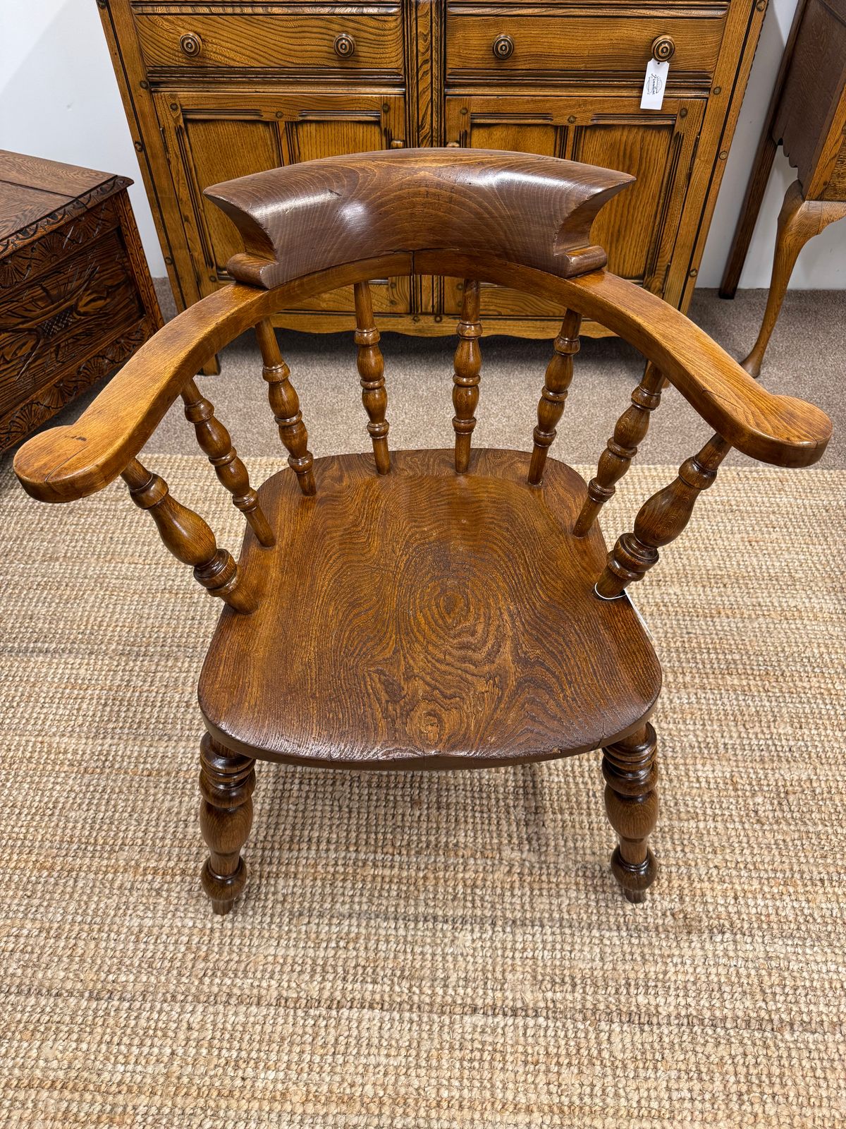 19c Elm Captains Chair, 1800s, Antique photo Furniture