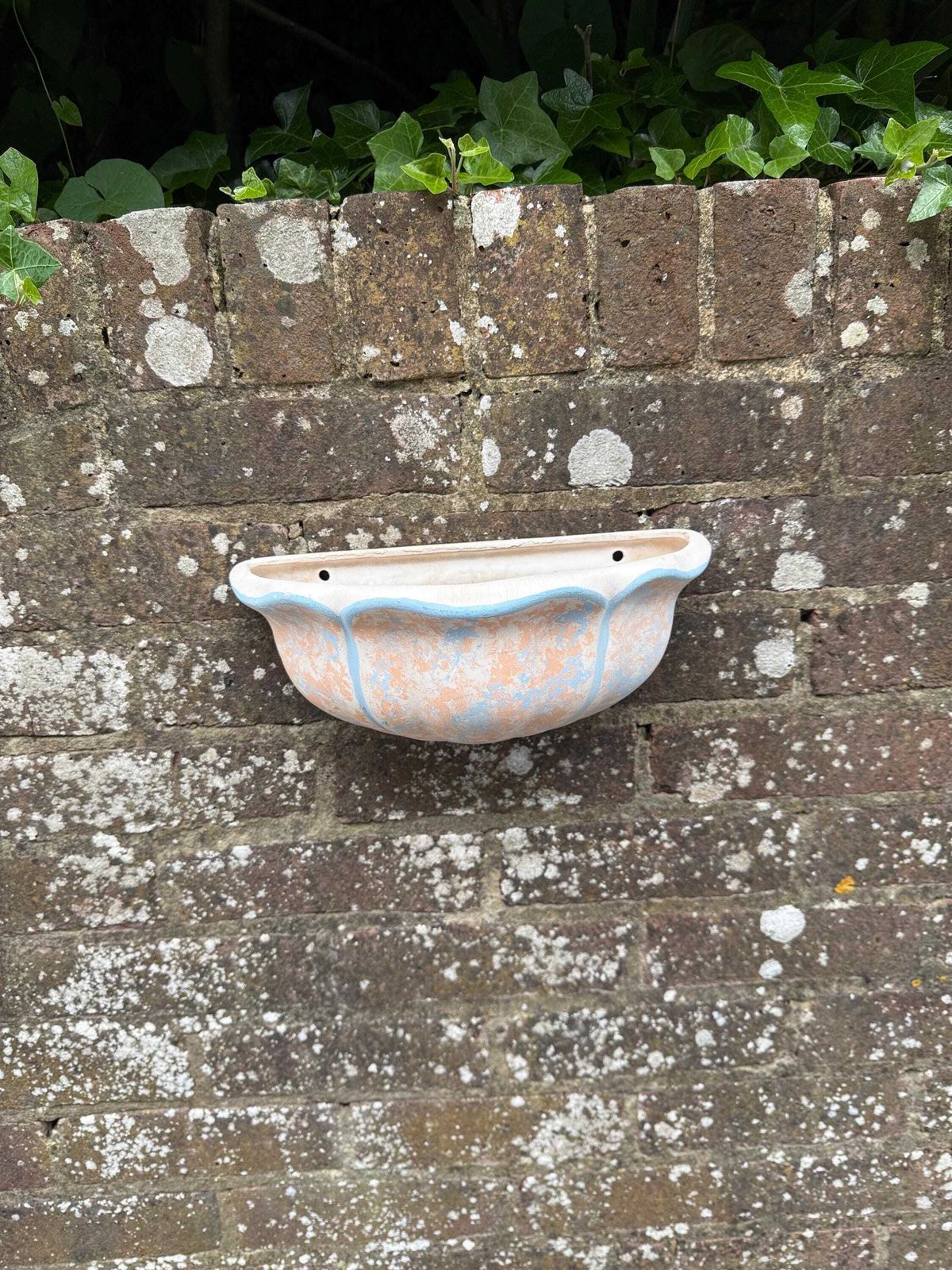 Vintage Pair Of Plaster Wall Planters Or Vintage Outdoor Light Sconces   Delightfully Mediterranean, 1980s Painted Finish, Shell Shaped photo Garden Decor