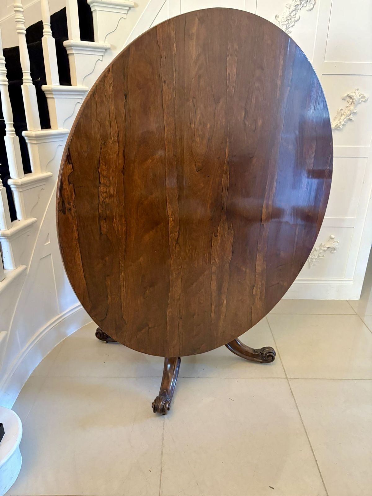 Outstanding Quality Antique 19th Century Carved Rosewood Circular Dining Table photo for sale