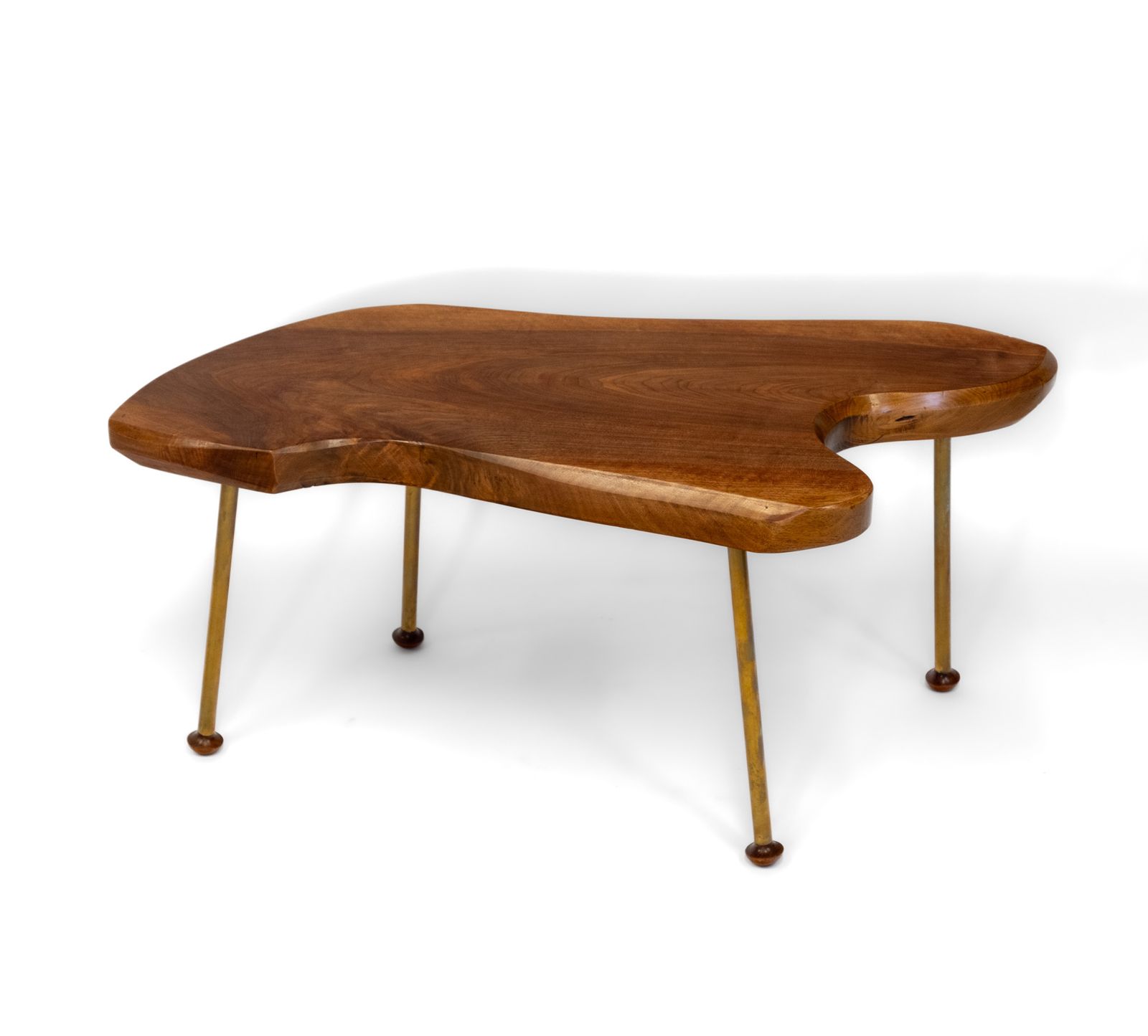 photo furniture Carl Auböck Manner Walnut & Brass Organic Form Coffee Table 1950