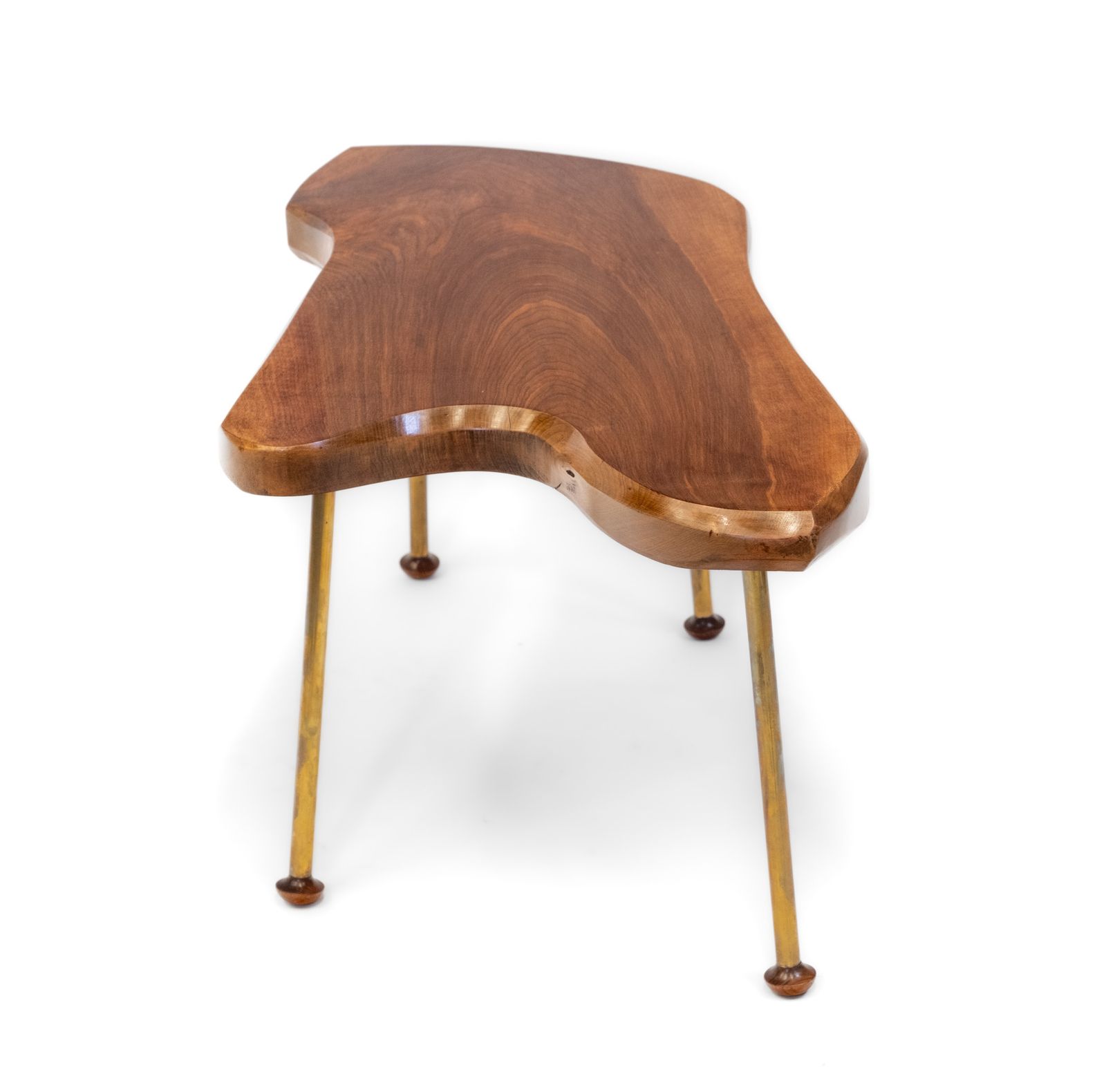 photo for sale Carl Auböck Manner Walnut & Brass Organic Form Coffee Table 1950