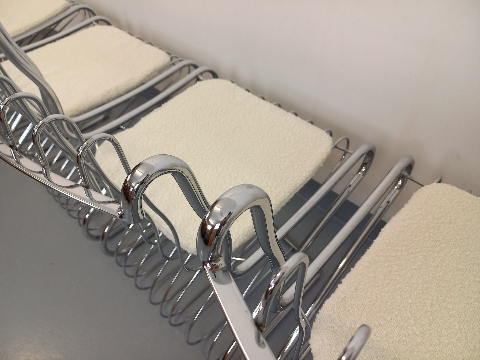 photo vintage 4 Gastone Rinaldi Chairs In Chrome Metal