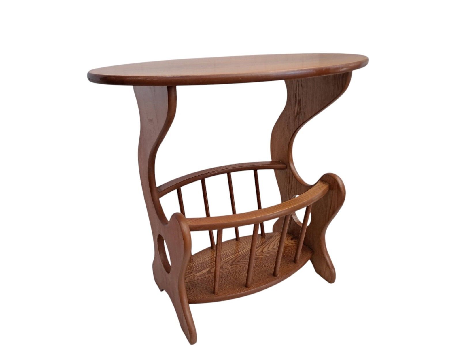 photo furniture Vintage Mid Century Teak Table Magazine Rack Side Table Plant Hallway Table 1970