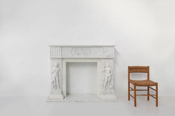 photo furniture French Carrara Marble Fire Place, 1950s