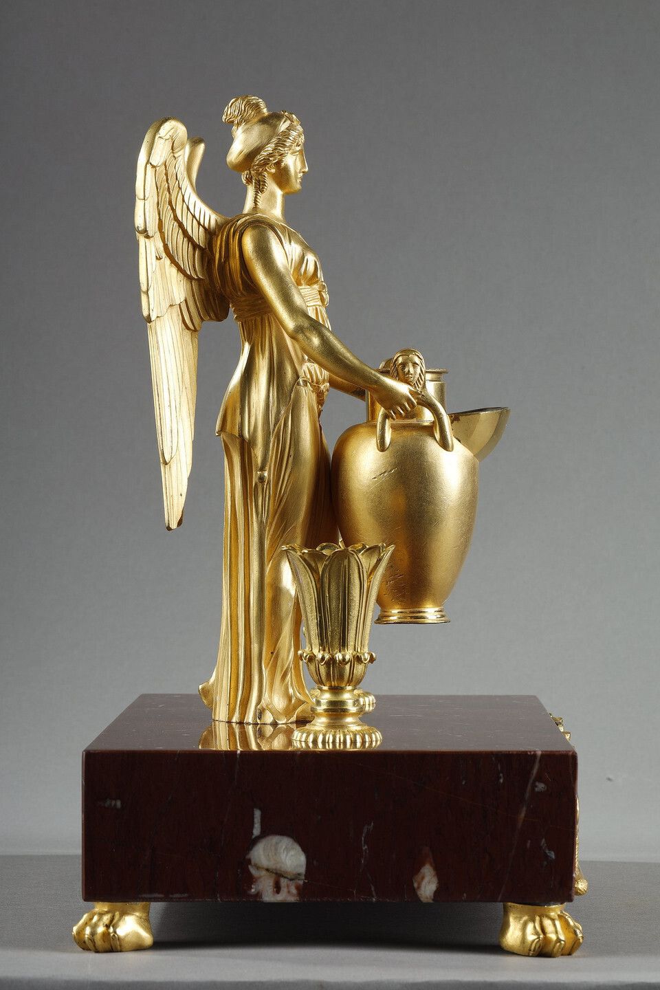 Gilt Bronze And Griotte Red Marble Inkwell, Empire Period, Early 19th Century photo 8850.0