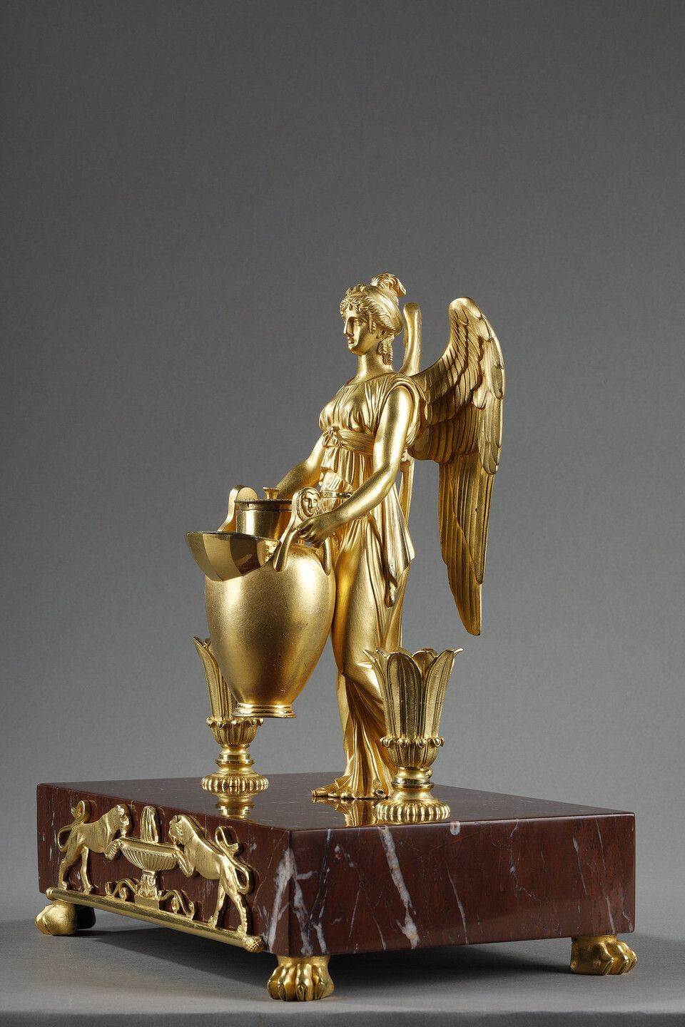 Gilt Bronze And Griotte Red Marble Inkwell, Empire Period, Early 19th Century photo buy