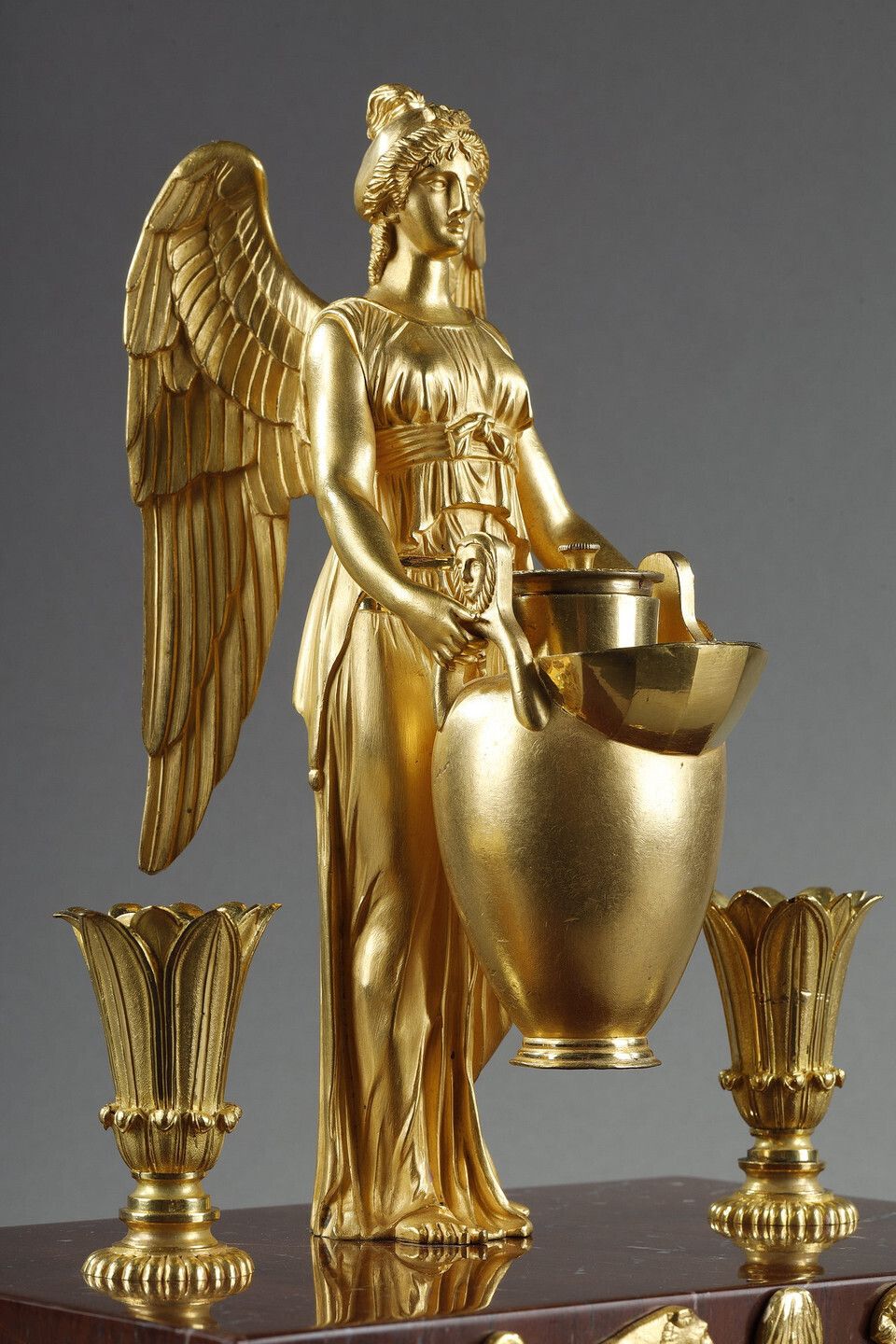 Home Decor Gilt Bronze And Griotte Red Marble Inkwell, Empire Period, Early 19th Century photo
