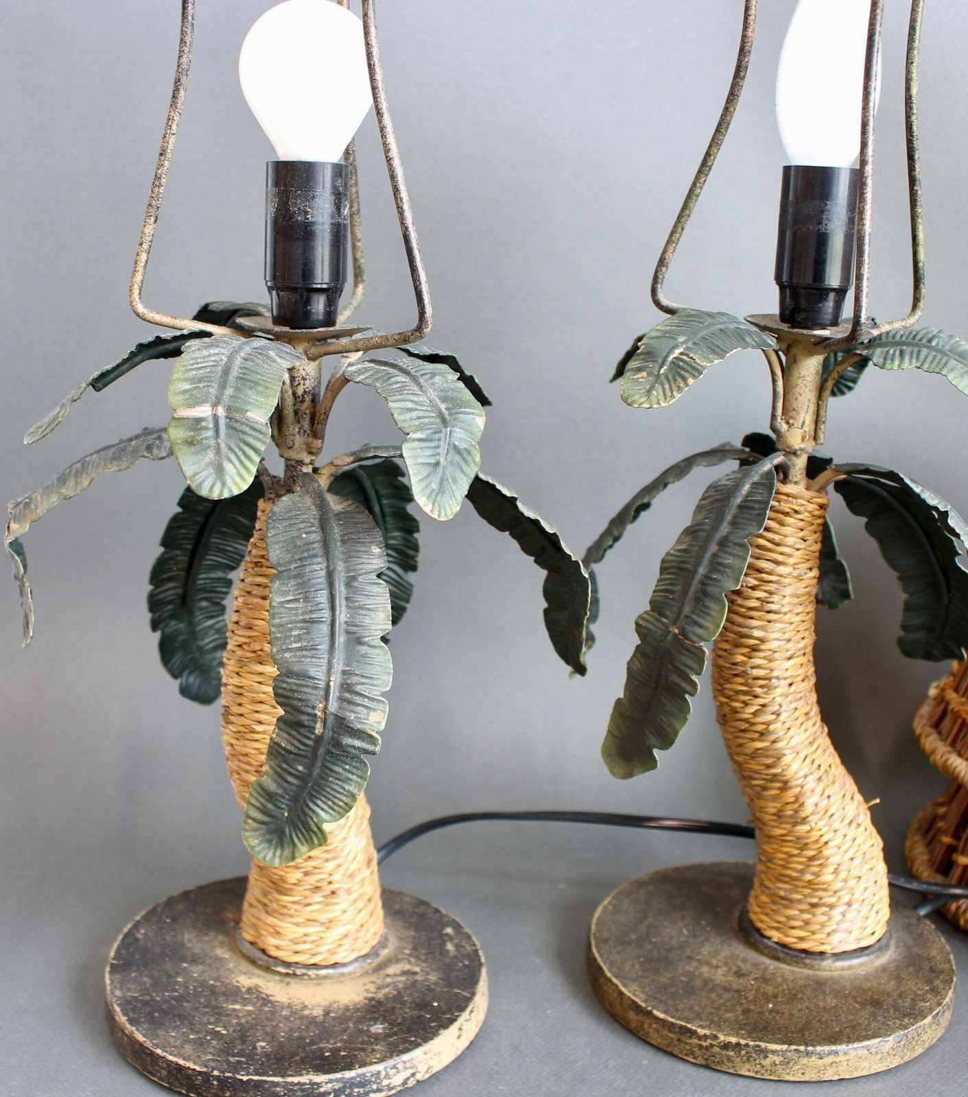 photo furniture Pair Of Mid Century French Tôle Palm Tree Table Lamps (Circa 1960s)
