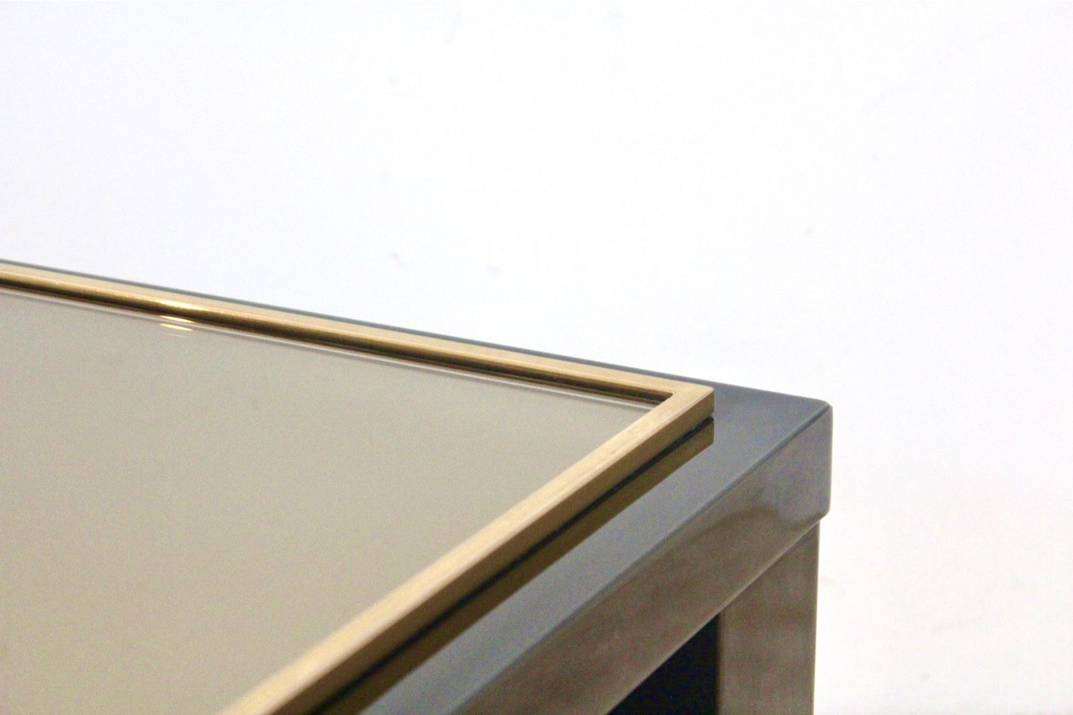Large Belgochrom Gold And Smoked Glass Coffee Table photo vinterior