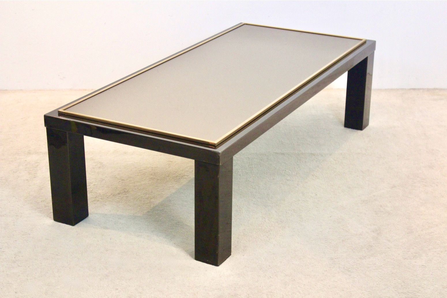 photo vinterior Large Belgochrom Gold And Smoked Glass Coffee Table