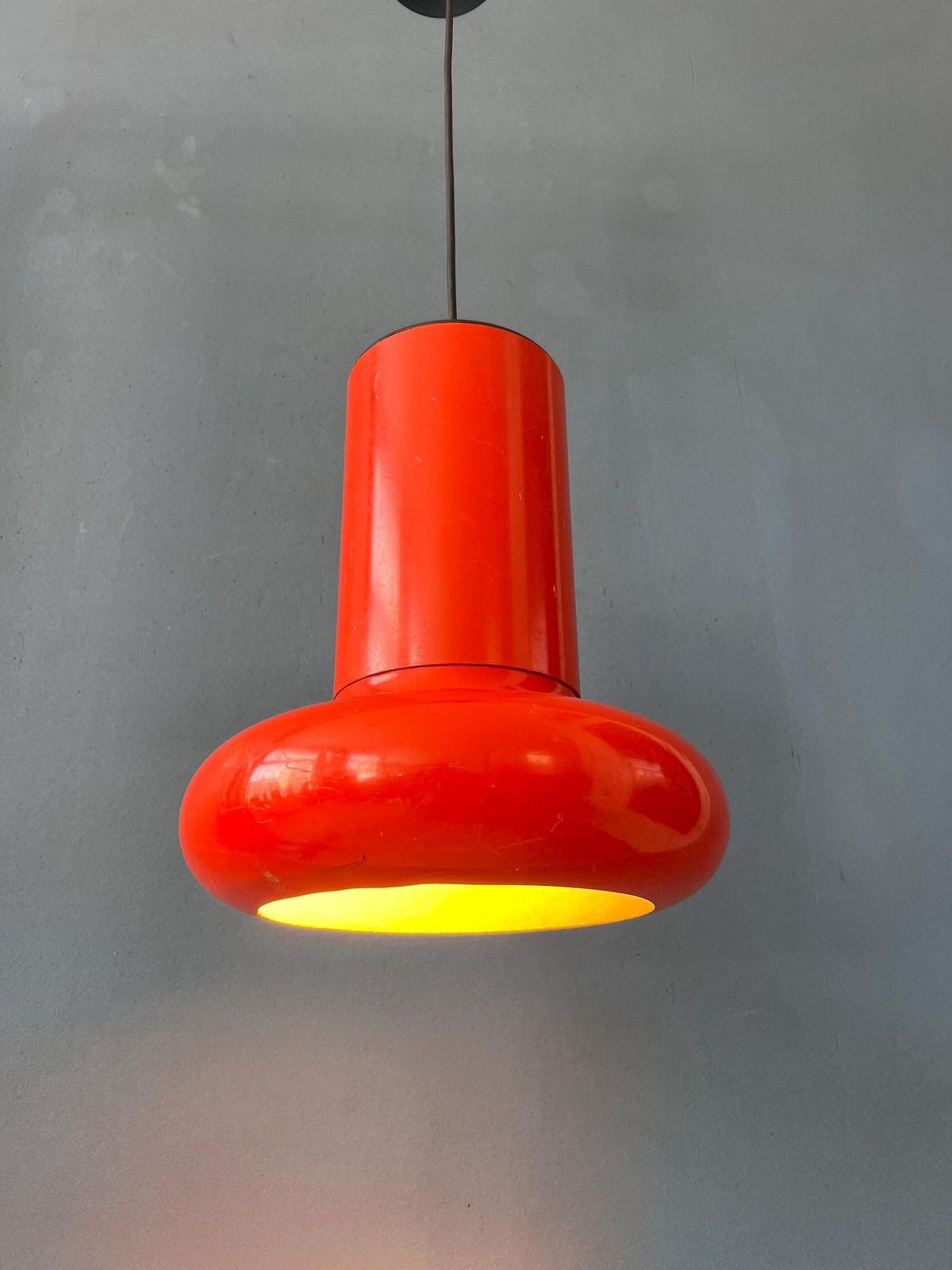 Vintage Rood Space Age Kegelvormige Hanglamp