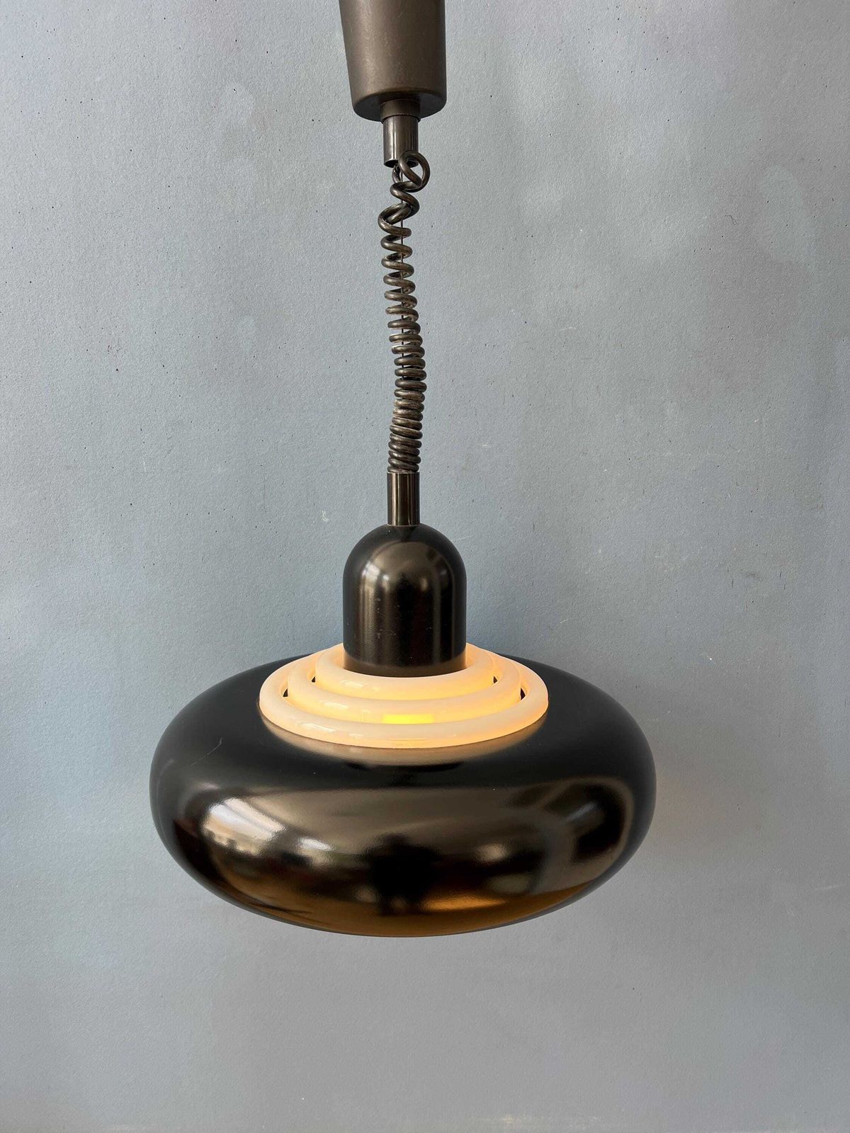 Vintage Zwarte Ufo Space Age Hanglamp Van Knud Christensen photo furniture