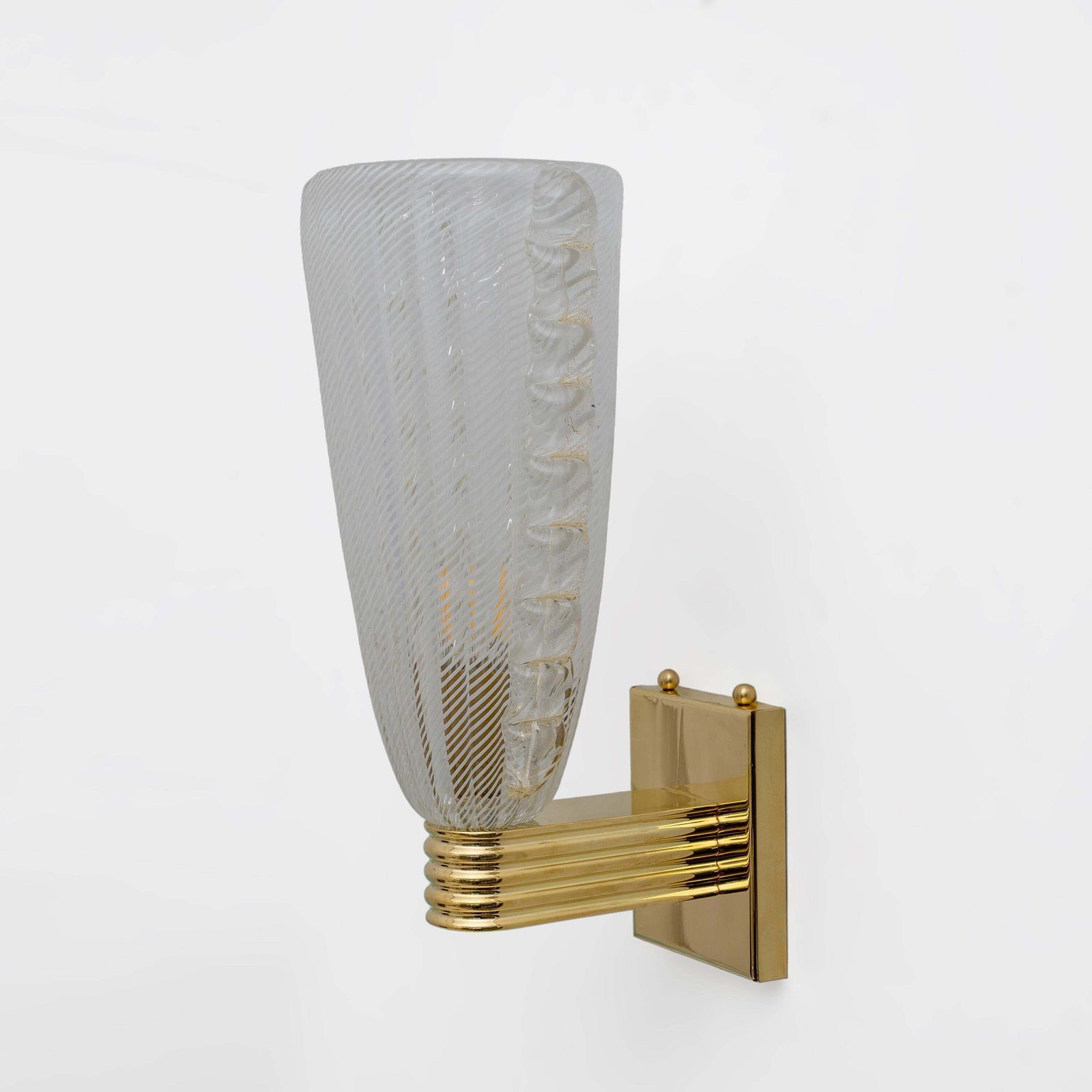 Attributed To Barovier & Toso Brass And "Reticello" Murano Glass Sconces photo 1806.0