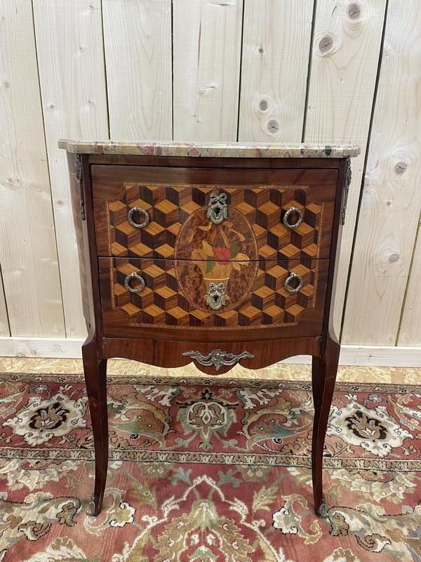 Petite Commode D'entre Deux En Marqueterie Style Transition