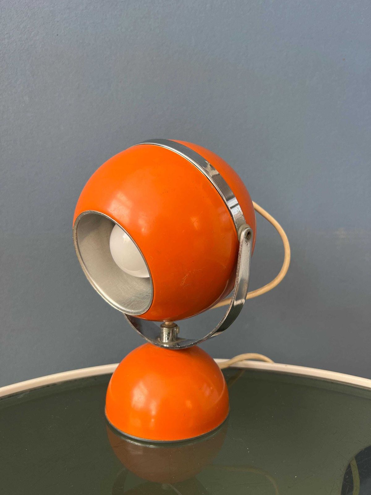 Orange Mid Century Space Age Eyeball Table Lamp photo buy