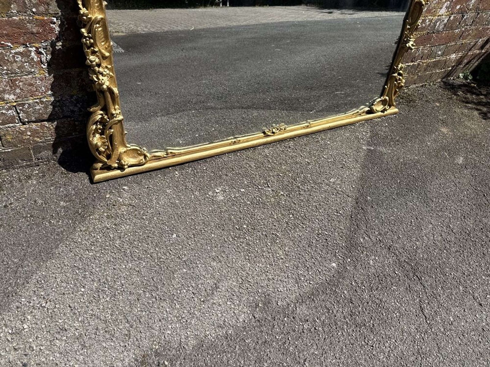 A Spectacular Large Antique English 19th Century Ornate Framed Gilt Overmantle Mirror. photo Home Decor