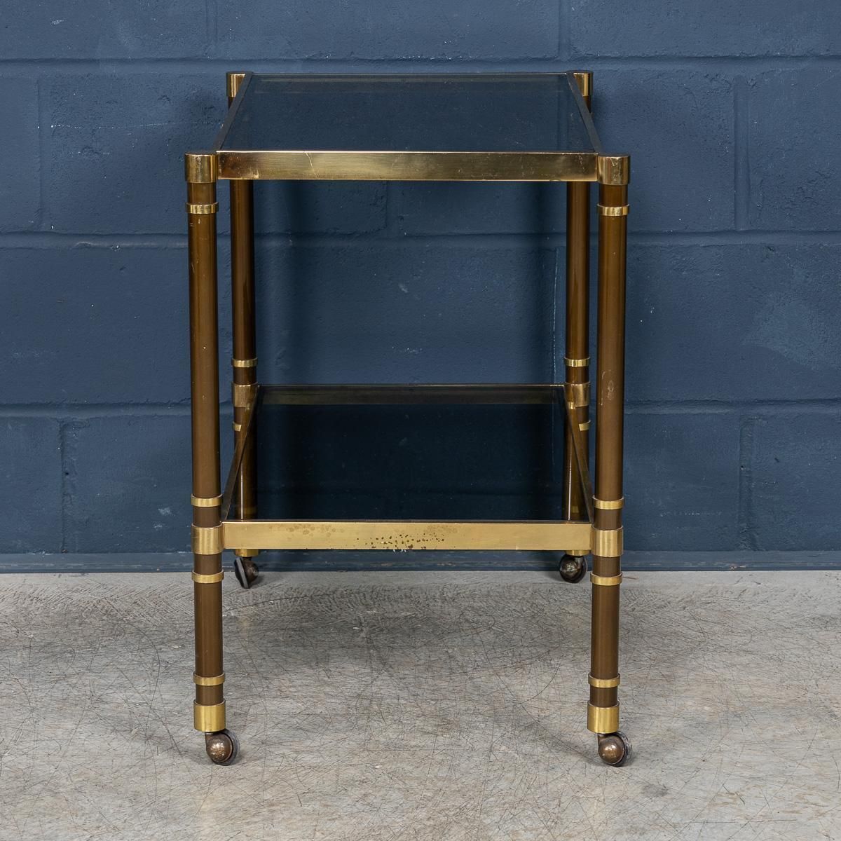 Vintage 20th Century Italian Brass Framed Drinks Trolley C.1980 photo vintage