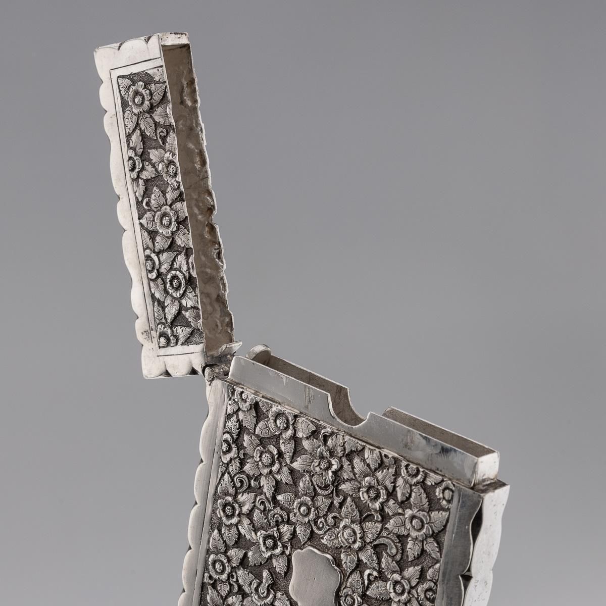 Antique 19th Century Indian Kutch Solid Silver Cigarette Case C.1890 photo vinterior