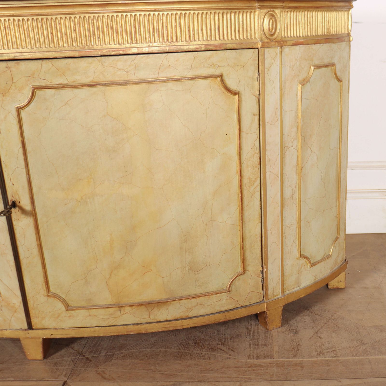 English Marble Top Demi Lune Side Cabinet photo vinterior
