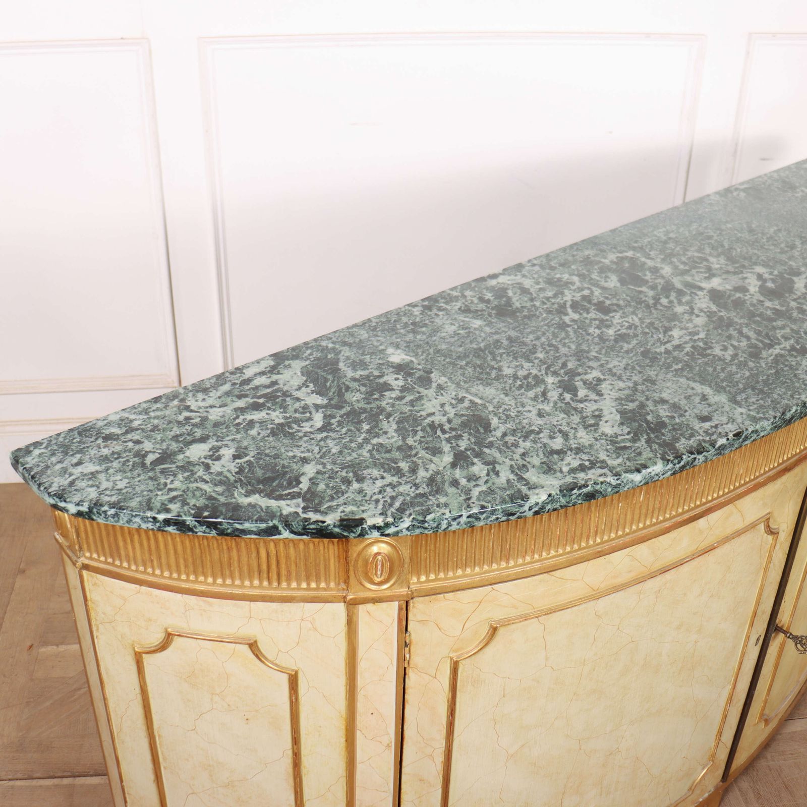 Furniture English Marble Top Demi Lune Side Cabinet photo