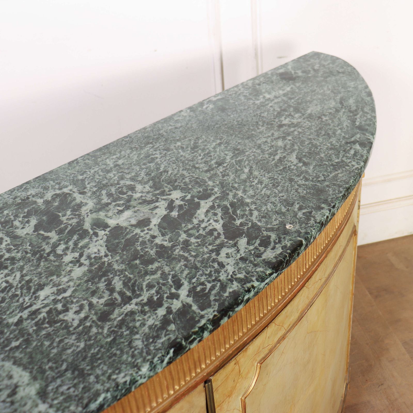 4140.0 English Marble Top Demi Lune Side Cabinet photo