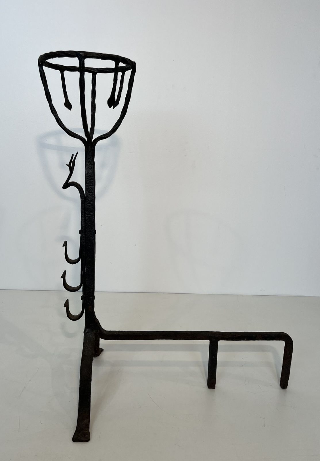 Important Pair Of Wrought Iron Andiers With Deer Heads photo 4850.0