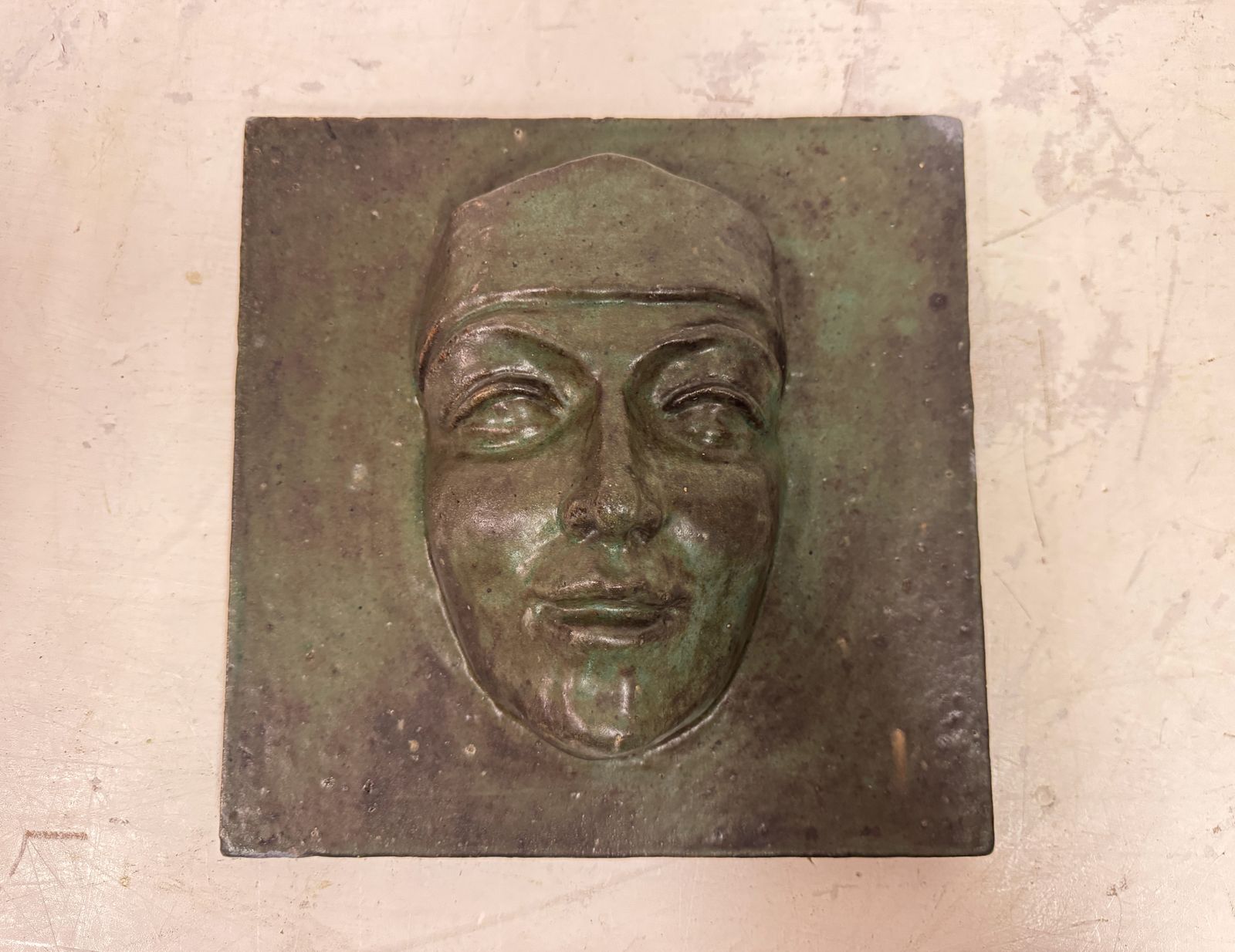 Studio Pottery Face Plaque, Mid 20th Century photo for sale