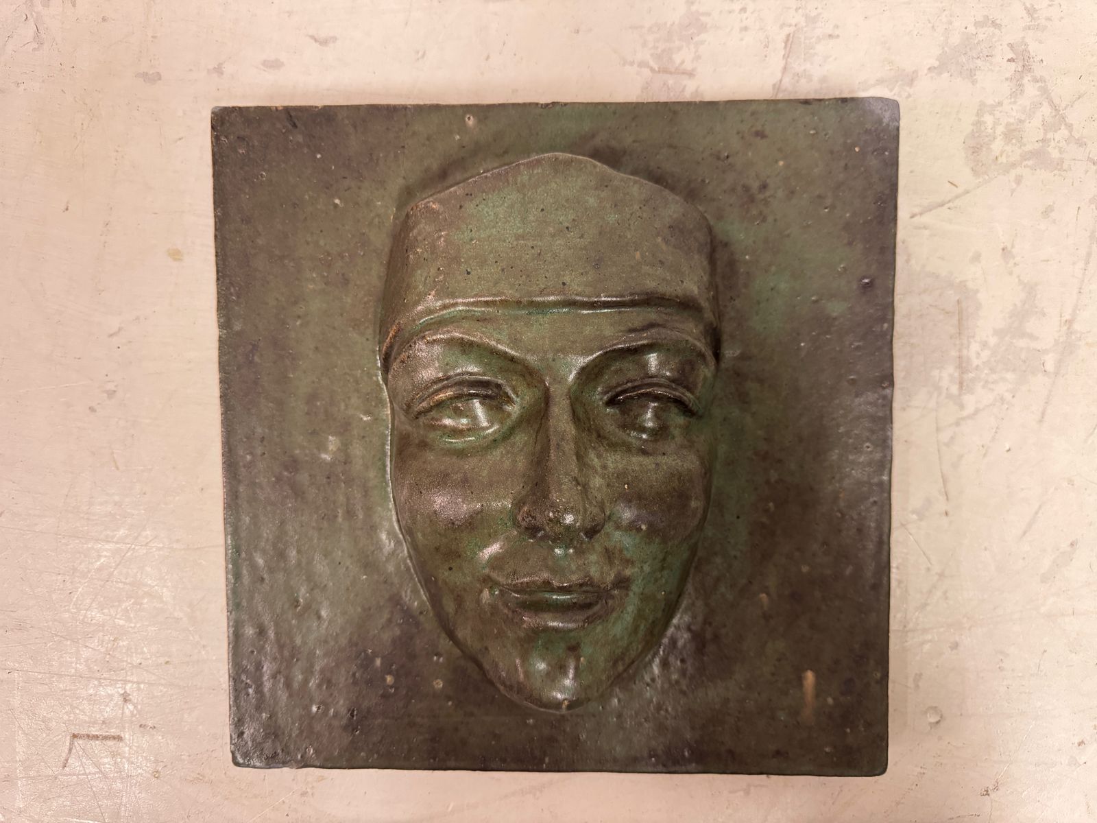 Studio Pottery Face Plaque, Mid 20th Century photo 175.0