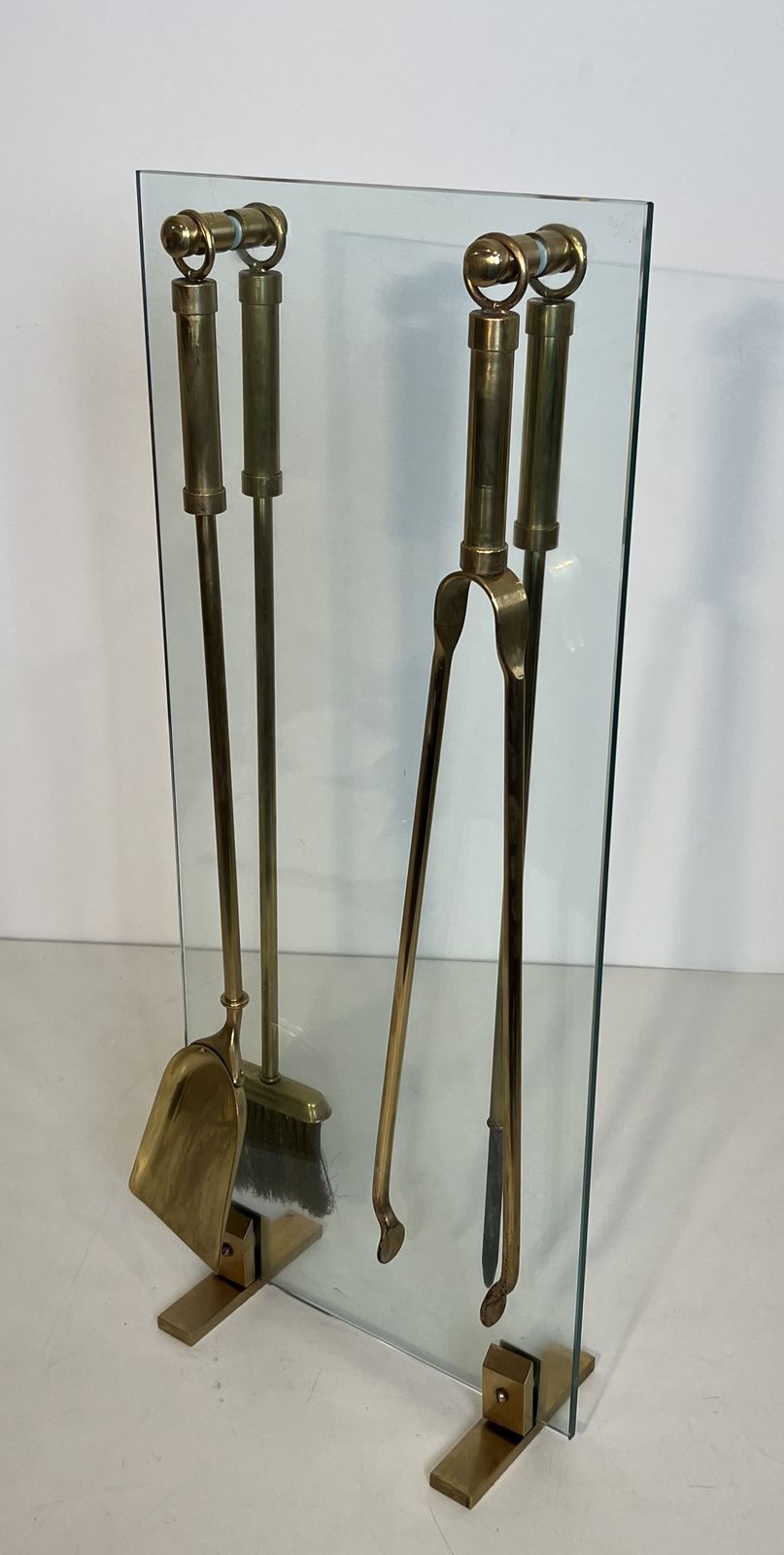photo for sale Glass And Brass Designer Fire Kit