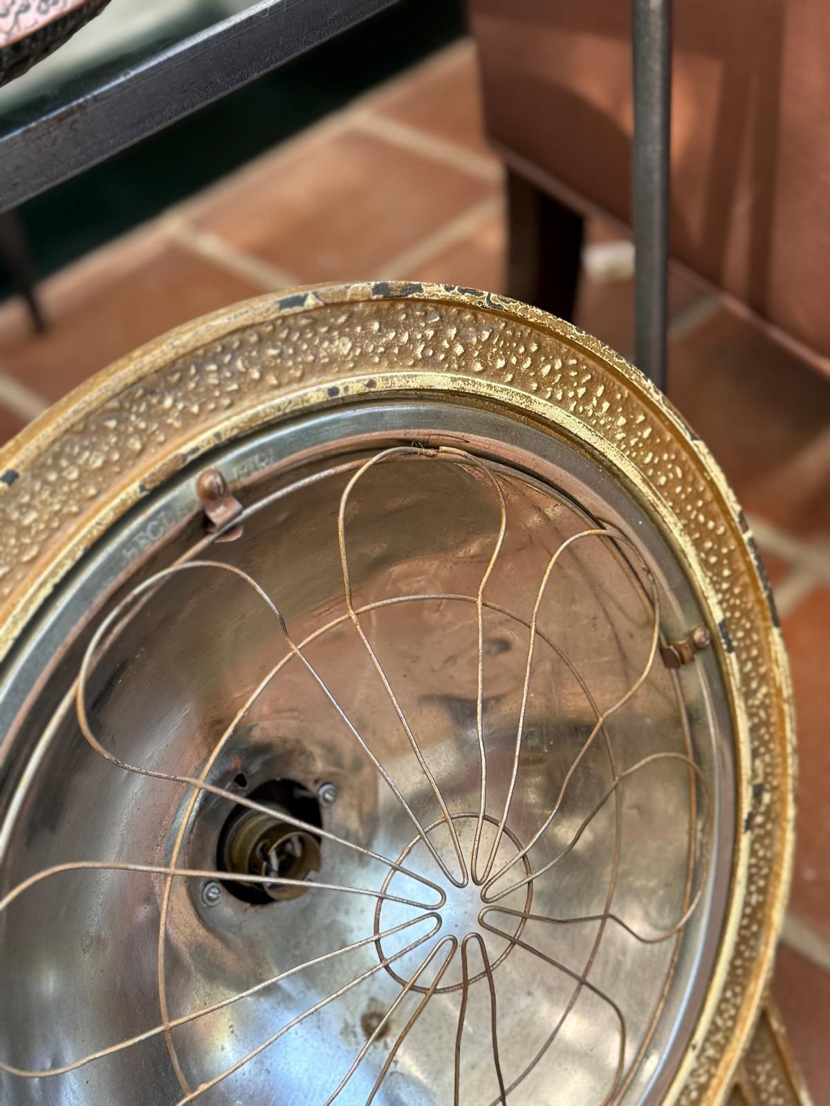 Art Deco Style Infrared Lamp – Brass And Steel photo furniture