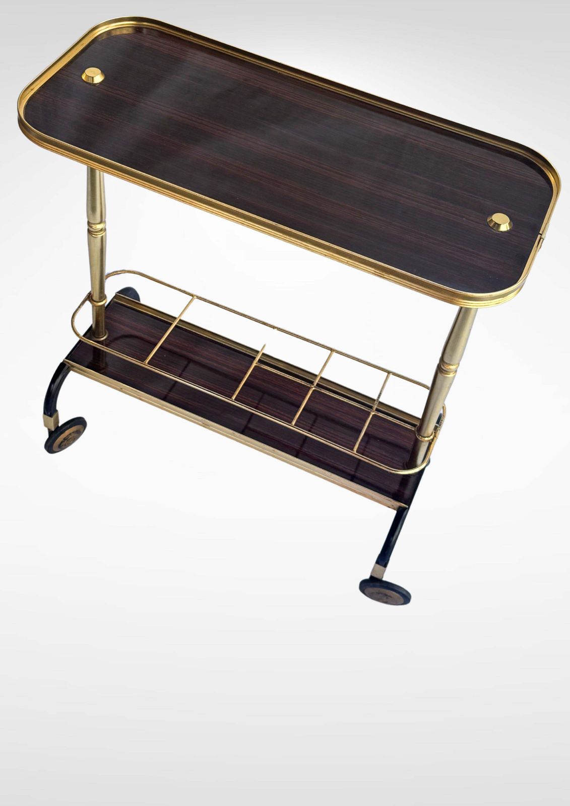 Mid Century Brass Bar Cart Trolley By Mb Italy photo for sale